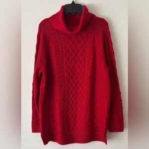 Croft & Barrow Red Cable Knit Cozy Turtleneck Valentines Sweater